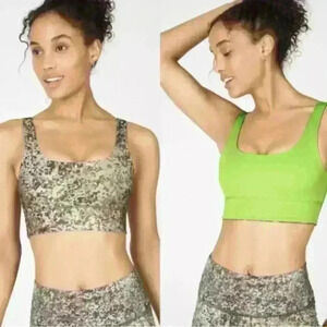 Fabletics Harlyn Reversible Sports Bra Earthen Lime Green Citrus Women’s SZ XXS
